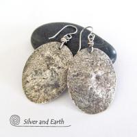 Hammered Sterling Silver Earrings - Rustic Earthy Organic Silver Jewelry