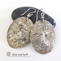 Hammered Sterling Silver Earrings - Rustic Earthy Organic Silver Jewelry