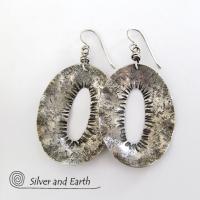Modern Edgy Sterling Silver Earrings - Organic Earthy Sterling Silver Jewelry