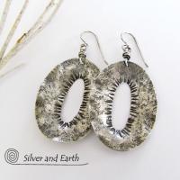 Modern Edgy Sterling Silver Earrings - Organic Earthy Sterling Silver Jewelry