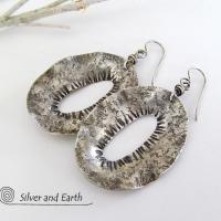Modern Edgy Sterling Silver Earrings - Organic Earthy Sterling Silver Jewelry