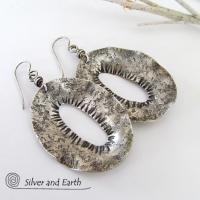 Modern Edgy Sterling Silver Earrings - Organic Earthy Sterling Silver Jewelry