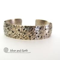 Hammered Sterling Silver Cuff Bracelet - Organic Earthy Silver Jewelry