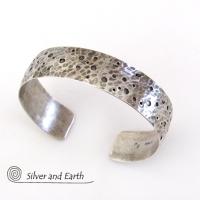 Hammered Sterling Silver Cuff Bracelet - Organic Earthy Silver Jewelry