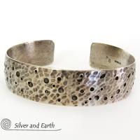 Hammered Sterling Silver Cuff Bracelet - Organic Earthy Silver Jewelry