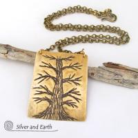 Handcrafted Brass Tree Necklace - Tree of Life Nature Jewelry