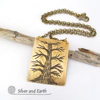 Handcrafted Brass Tree Necklace - Tree of Life Nature Jewelry