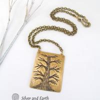 Handcrafted Brass Tree Necklace - Tree of Life Nature Jewelry