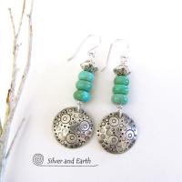 Sterling Silver & Turquoise Earrings - Unique Handmade Southwest Style Jewelry