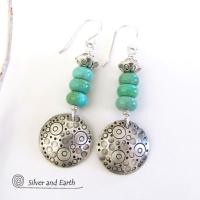 Sterling Silver & Turquoise Earrings - Unique Handmade Southwest Style Jewelry