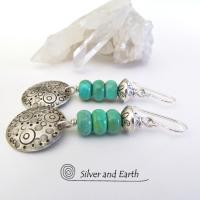Sterling Silver & Turquoise Earrings - Unique Handmade Southwest Style Jewelry