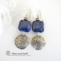 Sterling Silver & Lapis Earrings  - Blue Lapis Lazuli & Silver Jewelry