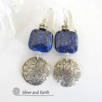 Sterling Silver & Lapis Earrings  - Blue Lapis Lazuli & Silver Jewelry