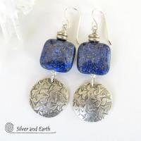 Sterling Silver & Lapis Earrings  - Blue Lapis Lazuli & Silver Jewelry