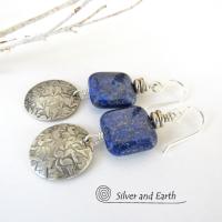 Sterling Silver & Lapis Earrings  - Blue Lapis Lazuli & Silver Jewelry