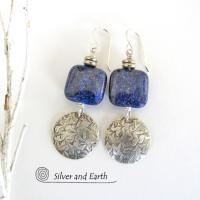 Sterling Silver & Lapis Earrings  - Blue Lapis Lazuli & Silver Jewelry