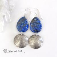 Lapis Lazuli Earrings with Sterling Silver Dangles - Lapis Gemstone Jewelry
