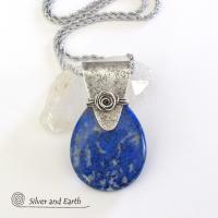 Lapis Lazuli Sterling Silver Pendant Necklace - Unique Handmade Silver Jewelry