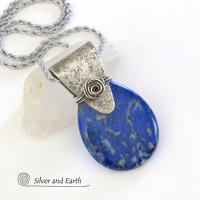 Lapis Lazuli Sterling Silver Pendant Necklace - Unique Handmade Silver Jewelry