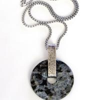 Larvikite Sterling Silver Necklace - Black Labradorite Moonstone Jewelry