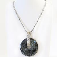 Larvikite Sterling Silver Necklace - Black Labradorite Moonstone Jewelry