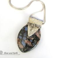 Sterling Silver Necklace with Llanite Gemstone - Unique Natural Stone Jewelry