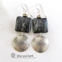 Sterling Silver Earrings with Natural Mica Gemstones - Classic Modern Jewelry