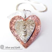 Nesting Heart Necklace with Sterling Silver & Copper - Unique Romantic Jewelry