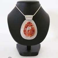 Sterling Silver Necklace with Faceted Orange Gemstone - One of a Kind Jewelry