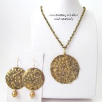Large Gold Brass Earrings with Pearl Dangles - Earthy Organic Modern Jewelry