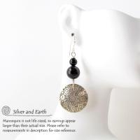 Sterling Silver Earrings with Black Onyx Stones - Modern Silver Jewelry