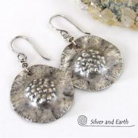 Modern Edgy Sterling Silver Earrings with Hammered Organic Texture