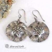 Modern Edgy Sterling Silver Earrings with Hammered Organic Texture