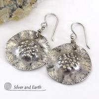 Modern Edgy Sterling Silver Earrings with Hammered Organic Texture