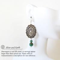 Sterling Silver Concho Earrings with Turquoise - Southwestern Silver Jewelry