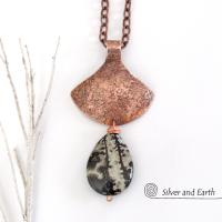 Paintbrush Jasper Copper Necklace - Earthy Natural Stone Jewelry