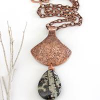 Paintbrush Jasper Copper Necklace - Earthy Natural Stone Jewelry