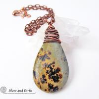 Paintbrush Jasper Necklace - Wire Wrapped Stone Jewelry
