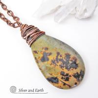 Paintbrush Jasper Necklace - Wire Wrapped Stone Jewelry