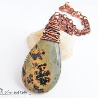Paintbrush Jasper Necklace - Wire Wrapped Stone Jewelry