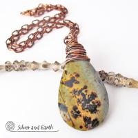 Paintbrush Jasper Necklace - Wire Wrapped Stone Jewelry