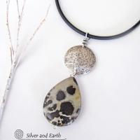 Paintbrush Jasper Sterling Silver Necklace - Natural Stone Jewelry