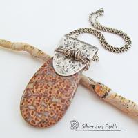 Birdseye Rhyolite Sterling Silver Necklace - Unique Natural Stone Jewelry
