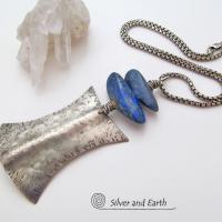 Lapis Lazuli Sterling Silver Necklace - Ethnic Tribal Inspired Jewelry