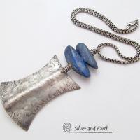 Lapis Lazuli Sterling Silver Necklace - Ethnic Tribal Inspired Jewelry