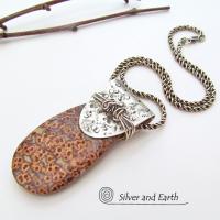 Birdseye Rhyolite Sterling Silver Necklace - Unique Natural Stone Jewelry