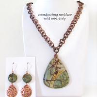 Natural Picasso Jasper Stone Earrings with Textured Copper Dangles