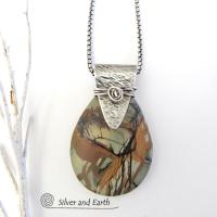 Picasso Jasper Sterling Silver Necklace - Natural Stone Jewelry