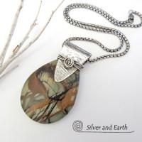 Picasso Jasper Sterling Silver Necklace - Natural Stone Jewelry