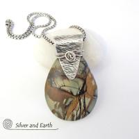 Picasso Jasper Sterling Silver Necklace - Natural Stone Jewelry